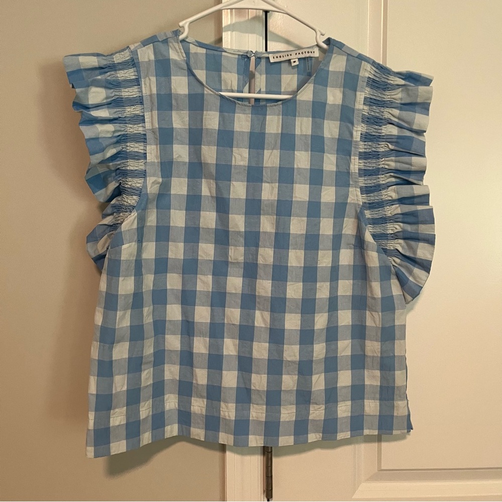 English factory blue gingham top